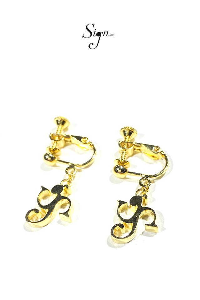 Sign1019-LOGO EARRINGS(GLOSSYGOLD)