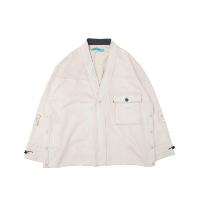 <img class='new_mark_img1' src='https://img.shop-pro.jp/img/new/icons1.gif' style='border:none;display:inline;margin:0px;padding:0px;width:auto;' />MUZE TURQUOISE LABEL - SUEDE BOMBER CARDIGAN (OFF WHITE) ミューズ スウェードボンバーカーディガン オフホワイト