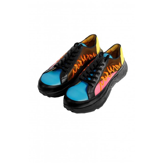 <img class='new_mark_img1' src='https://img.shop-pro.jp/img/new/icons20.gif' style='border:none;display:inline;margin:0px;padding:0px;width:auto;' />TENDER PERSON - FLAME EMBROIDERY SNEAKER (BLACK MIX) テンダー パーソン 