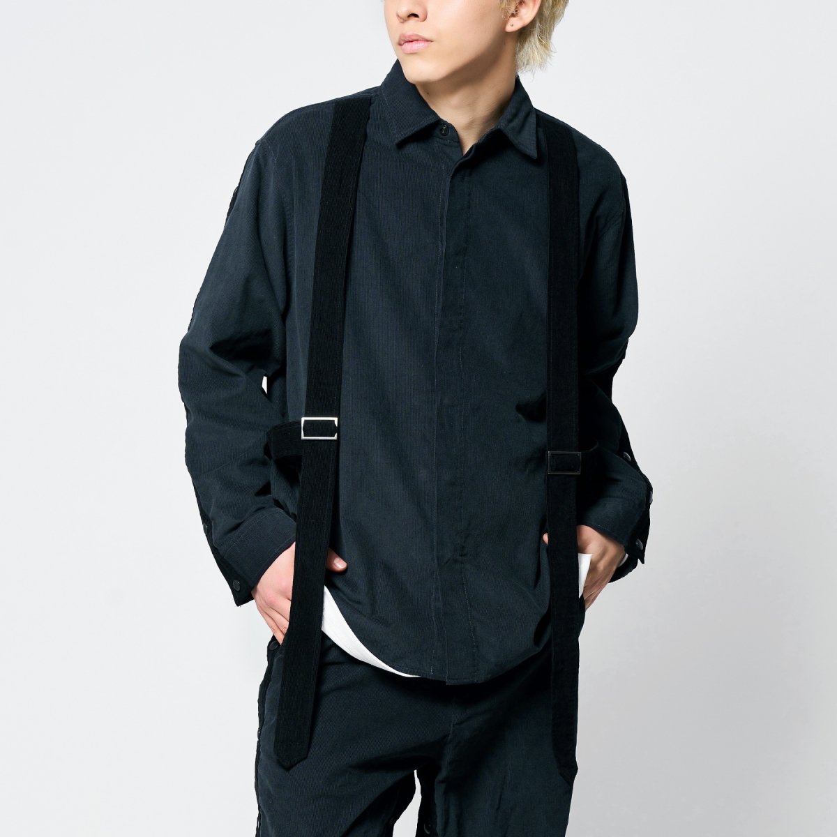 PRDX PARADOX TOKYO - BONTAGE BELT SHIRTS ( CHACOLE ) パラドックス コーデュロイボンテージシャツ