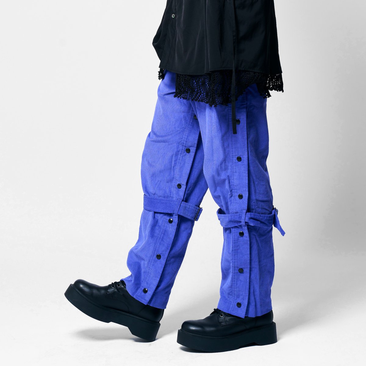 PRDX PARADOX TOKYO - BONTAGE SLIT BELT PANTS ( BLACK ) パラドックス コーデュロイボンテージパンツ