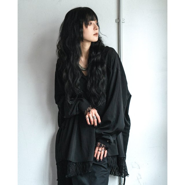 【30％OFF】PRDX PARADOX TOKYO - CROCHET LACE LAYERED SHIRTS (BLACK) パラドックス クロシェレースレイヤードシャツ