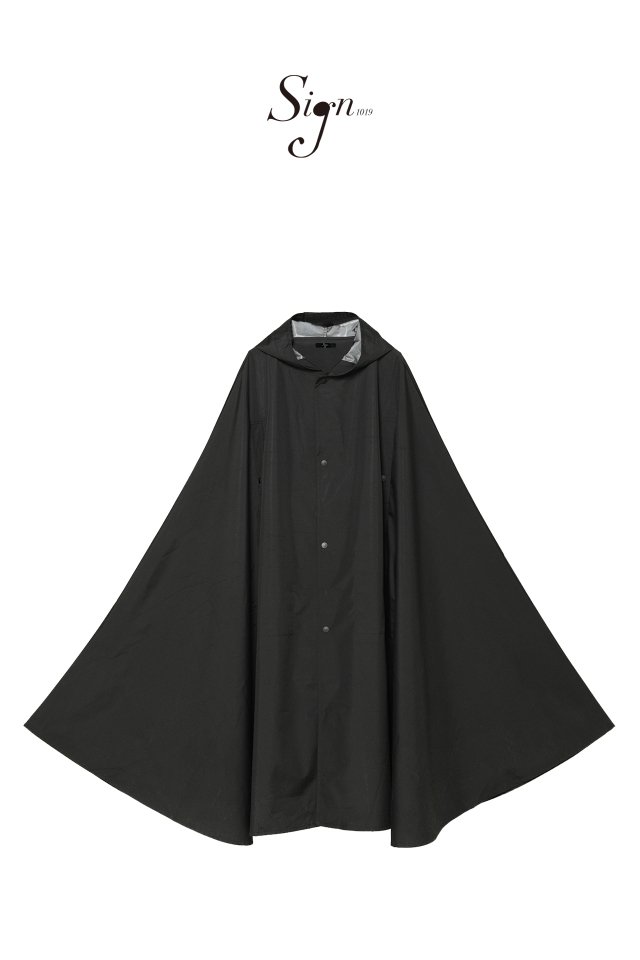 Sign1019 - Sign1019 Water repellent big poncho(BLACK)