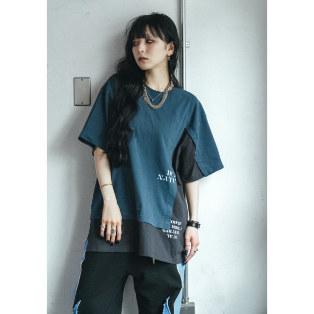 PRDX PARADOX TOKYO - “DUAL” FAKE LAYERED TEE ( BLUE ) パラドックス フェイクレイヤードTシャツ 変形デザイン