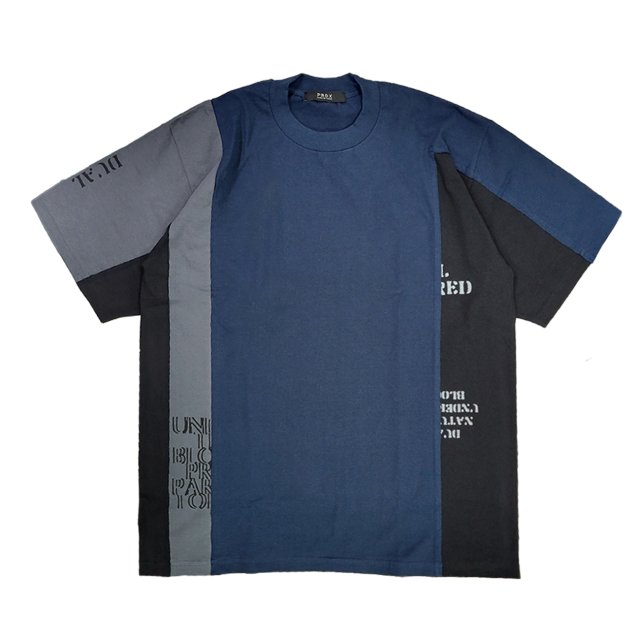 【5月26日(金)19時販売開始】PRDX PARADOX TOKYO - REBUILD PRINTED TEE ( NAVY ) パラドックス 切替デザイン 変形Tシャツ