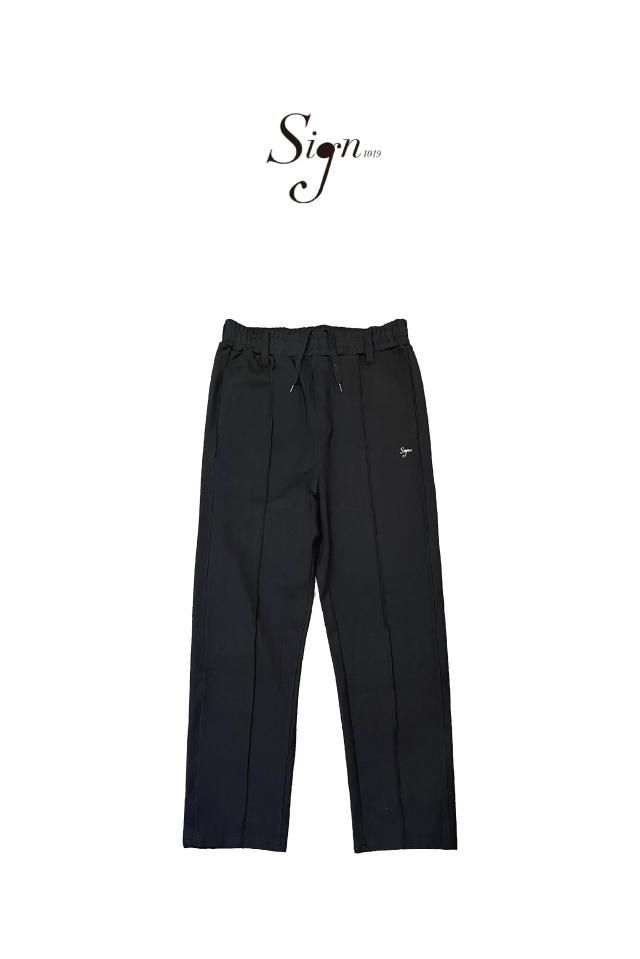 Sign1019 embroidery LOGO TRACK PANTS(BLACK)