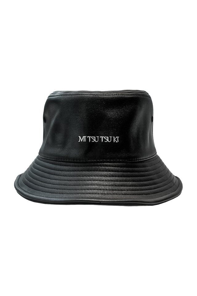 【3月下旬-4月上旬より順次お届け】mitsutsuki logo Leather Bucket Hat(BLACK)