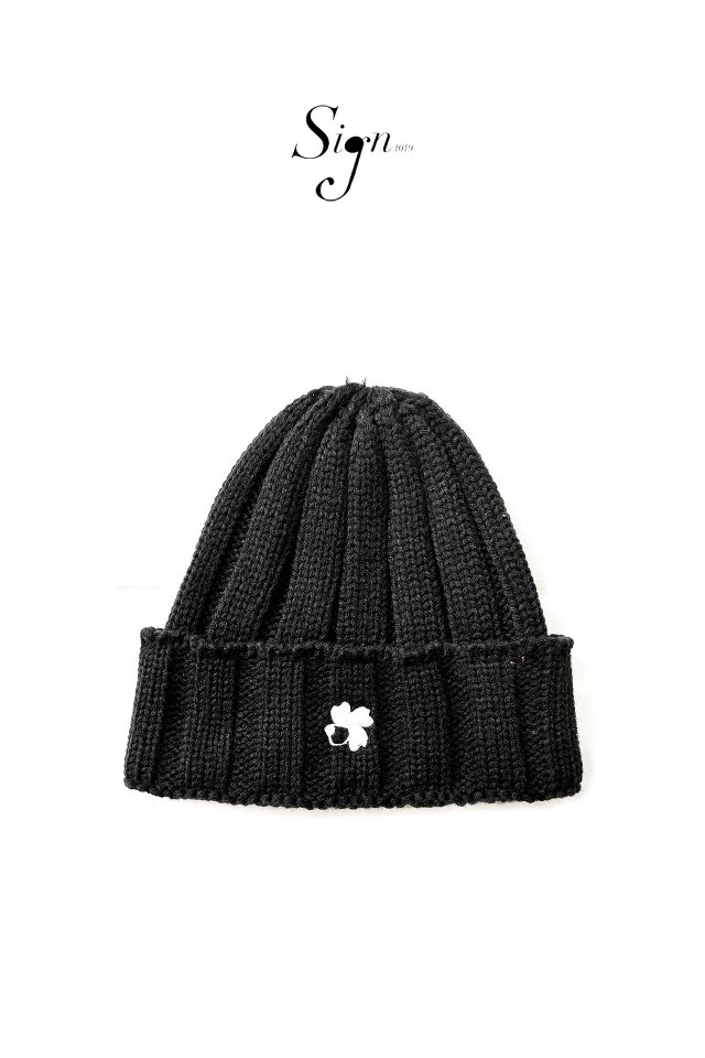 ͽ1-2ܤϤͽSign1019 - Sign1019 4LC LOGO RIB KNIT CAP(BLACK)