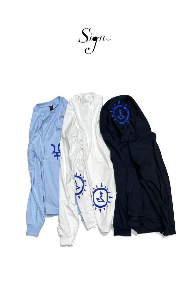 T Sign1019 SILK SCREEN PRINT Ltd. L/S T-SH(BLACK)(WHITE)(LIGHT BLUE)