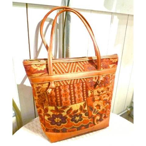 Leather x Tapestry Tote Bag