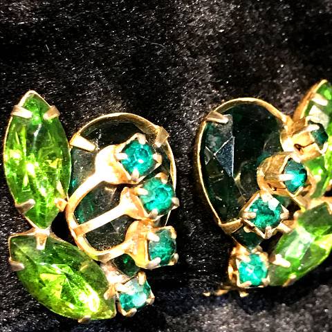 Green Rhinestone Earrings