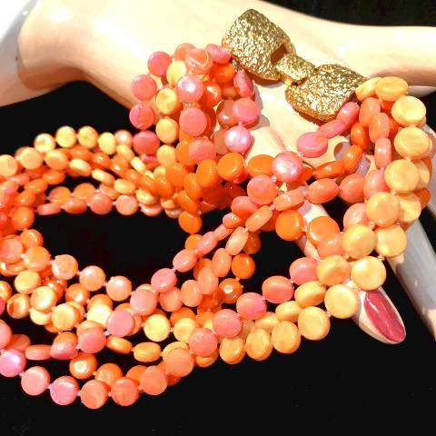 Orange 7 Strand Necklace