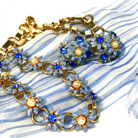 Blue Flower Necklace w/Earrings
