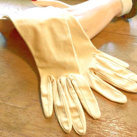 Yellow Beige Nylon Gloves
