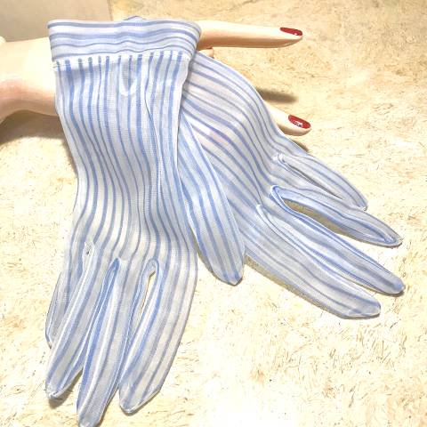 Blue Striped Nylon Gloves