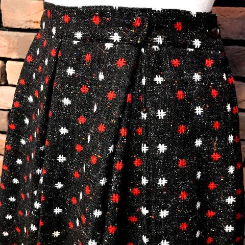 Red & White,Black Flecked Wool Skirt