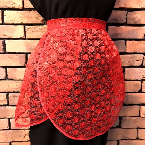Red Organdy Lace Apron