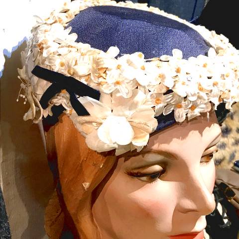 Navy Floral Head Dress