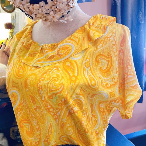 Ruffle Collar Yellow Paisley Dress