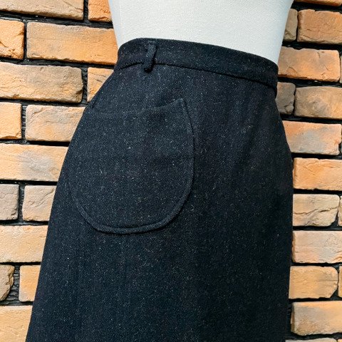 Charcoal Gray Wool Pencil Skirt