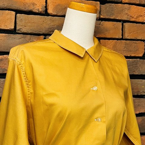 Mustard Open Collar Cotton Shirt