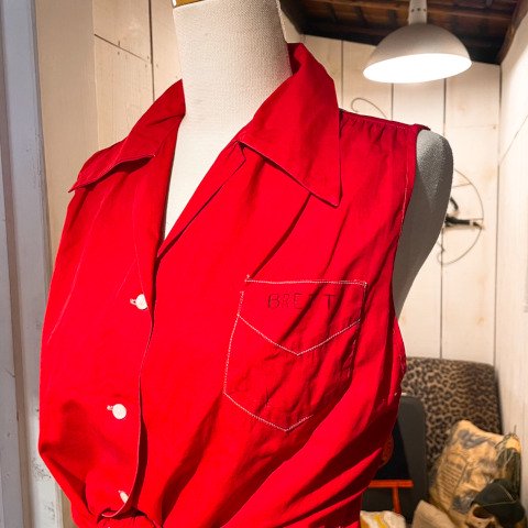 “ACADEMY” 50's Red Open Collar Shirt
