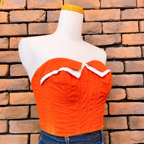 <img class='new_mark_img1' src='https://img.shop-pro.jp/img/new/icons13.gif' style='border:none;display:inline;margin:0px;padding:0px;width:auto;' />Orange Cotton Bustier Top