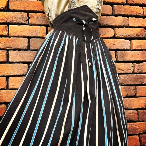 Stripe Wide Belt High Waisted Skirt