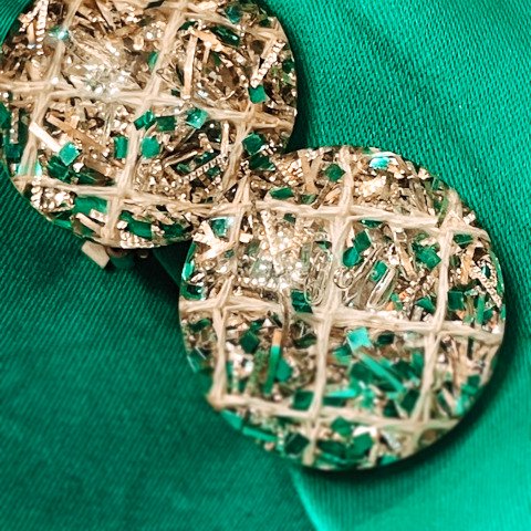 Lucite Green Confetti Earrings