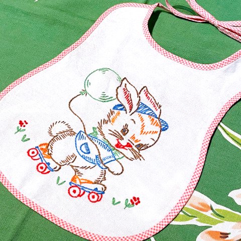 Rabbit Embroidered Baby Bib