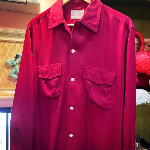 PENNY'S TOWNCRAFT Dark Red Rayon Shirt