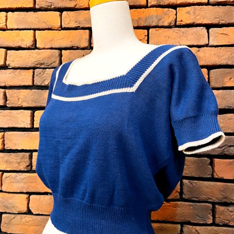 Blue & White Lined Summer Knit