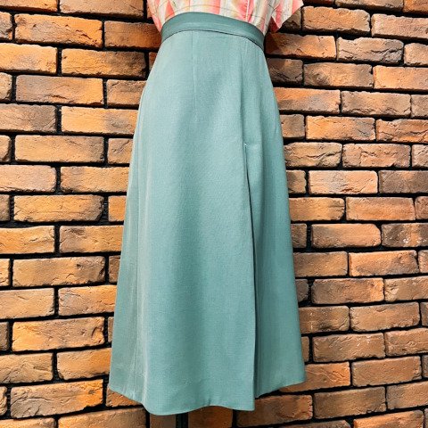 Mint Green Gabardine Aline Flared Skirt