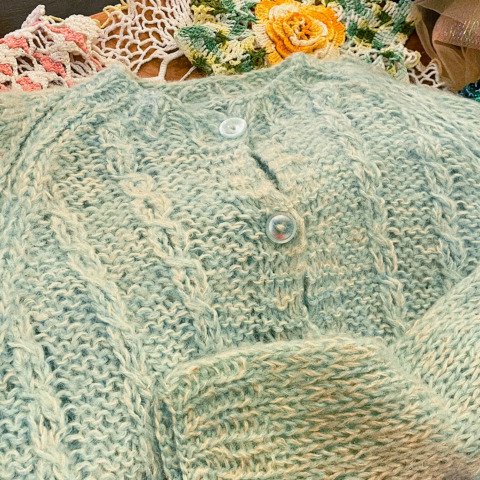 <img class='new_mark_img1' src='https://img.shop-pro.jp/img/new/icons13.gif' style='border:none;display:inline;margin:0px;padding:0px;width:auto;' />Mint Green Mohair Knit Cardigan