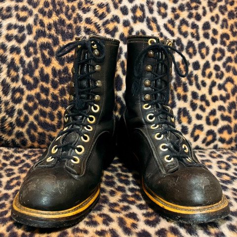 <img class='new_mark_img1' src='https://img.shop-pro.jp/img/new/icons13.gif' style='border:none;display:inline;margin:0px;padding:0px;width:auto;' />Black Leather Lace Up Work Boots