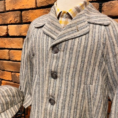 <img class='new_mark_img1' src='https://img.shop-pro.jp/img/new/icons13.gif' style='border:none;display:inline;margin:0px;padding:0px;width:auto;' />Fleck Striped Wool Kid's Coat, Matching Cap