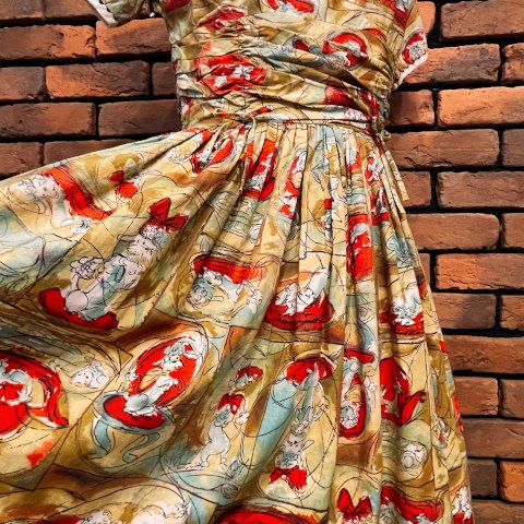 <img class='new_mark_img1' src='https://img.shop-pro.jp/img/new/icons13.gif' style='border:none;display:inline;margin:0px;padding:0px;width:auto;' />1950's Poodle Novelty Print Cotton Dress