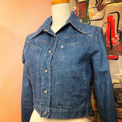 <img class='new_mark_img1' src='https://img.shop-pro.jp/img/new/icons13.gif' style='border:none;display:inline;margin:0px;padding:0px;width:auto;' />Cropped Pearl Snap Button Western Denim Jacket