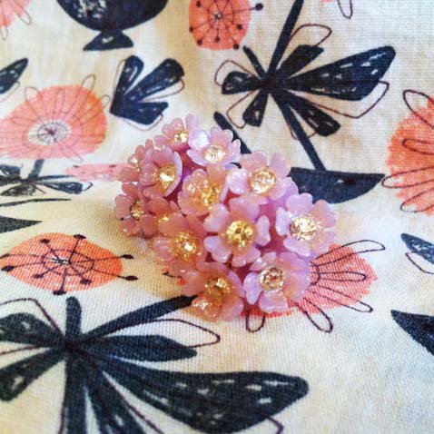 Pink Flower Celluloid Earrings