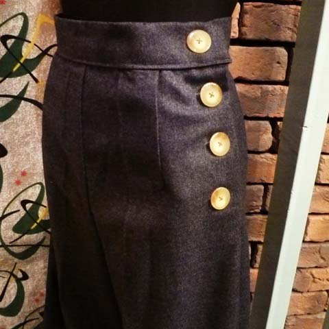 1950's Vintage Fabric, Gray Wool Gaucho pants
