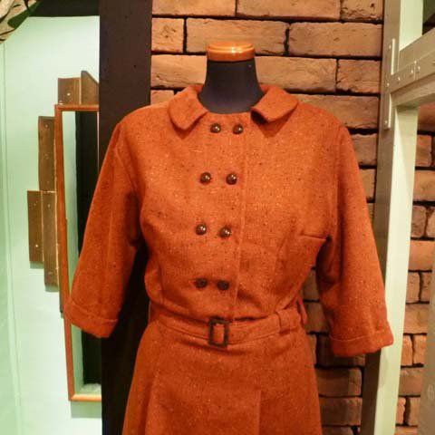 Orange Flecked Wool Double Button Dress