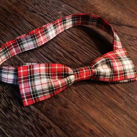 1950's Vintage Fabric, Red Plaid Bow Tie