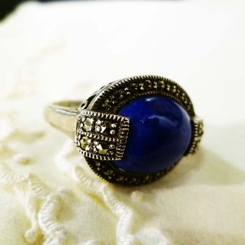 Lapis-lazuli & Marcasite, Silver Ring