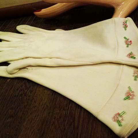 White Beaded Gloves