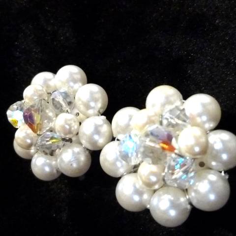 Pearl & Clear Beaded Earrings