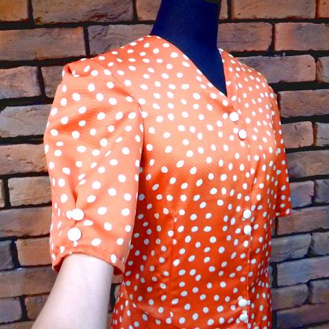 Orange Polkadot 40's Style Dress