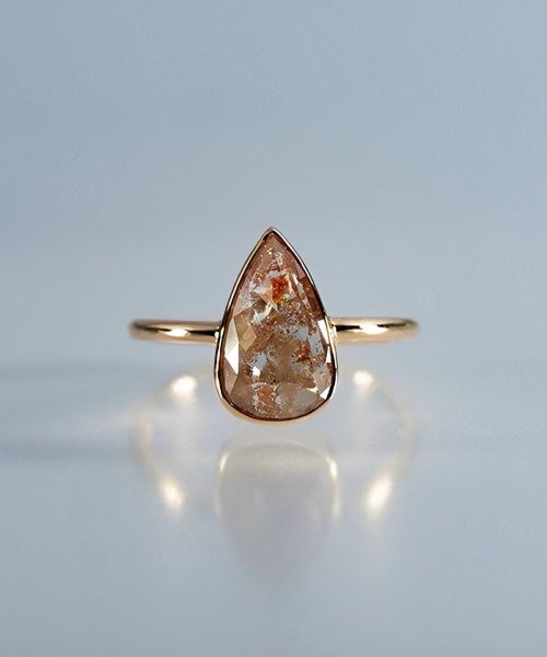 NR66 /  Pear Shape Rose Cut Diamond Ring