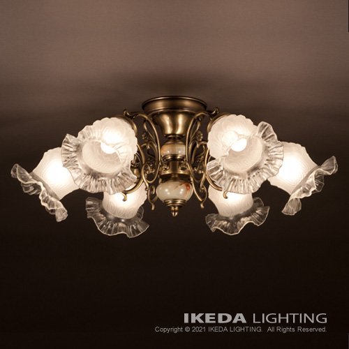 菊アーム　オニクスD　スペイン製　6灯シャンデリア　- LED照明、照明器具の通販ならイケダ照明 online store