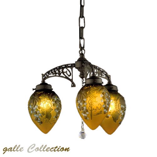 ガレコレクション　3灯 シャンデリア （ダークブロンズ）　ブルーグレープ （Blue Grape）　｜　Galle Collection -  IKEDA LIGHTING online store｜LED照明・照明器具の通販はイケダ照明