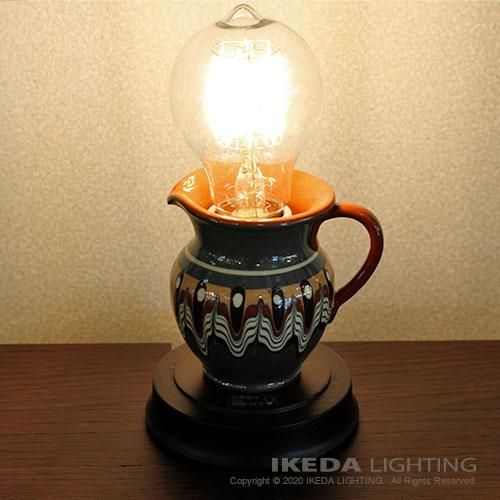 トロヤン陶器 テーブルランプ （グリーン） ブルガリア製 ｜ イケダ